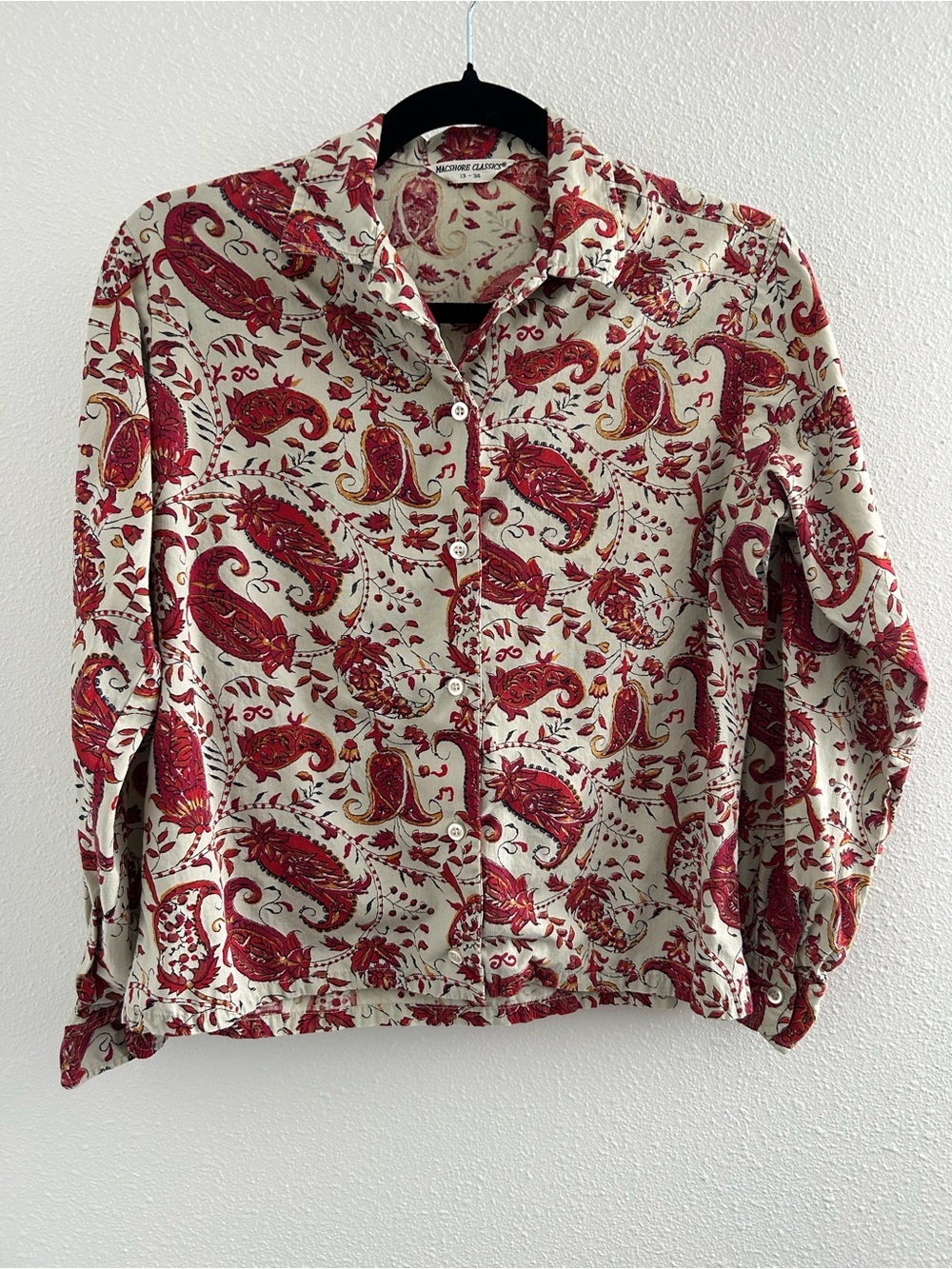 Vintage Macshore Classics Red Paisley Button-Down Shirt